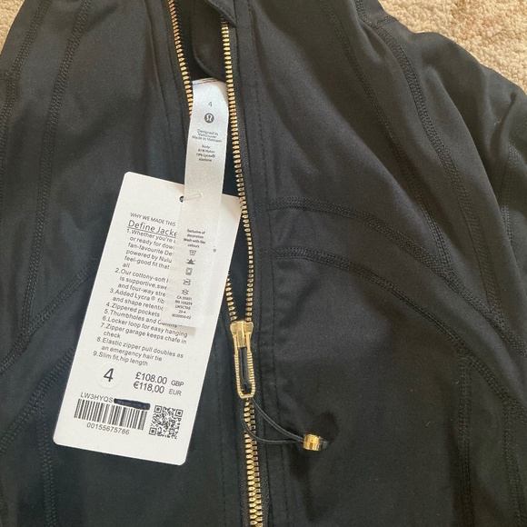 lululemon Define Cropped Jacket Nulu in Black/Gold/Gold Sz 4 NWT $128R - Picture 10 of 11